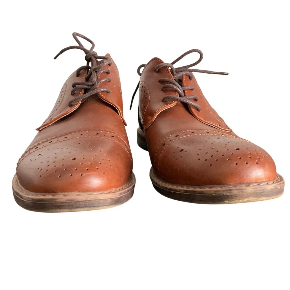 Nunn Bush Mens Comfort Gel Brown Brogue Cap Toe Oxford Dress Shoes 10M